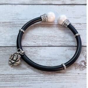 Vintage Bracelet - Unusual Double Sided Charm Rose and ??
